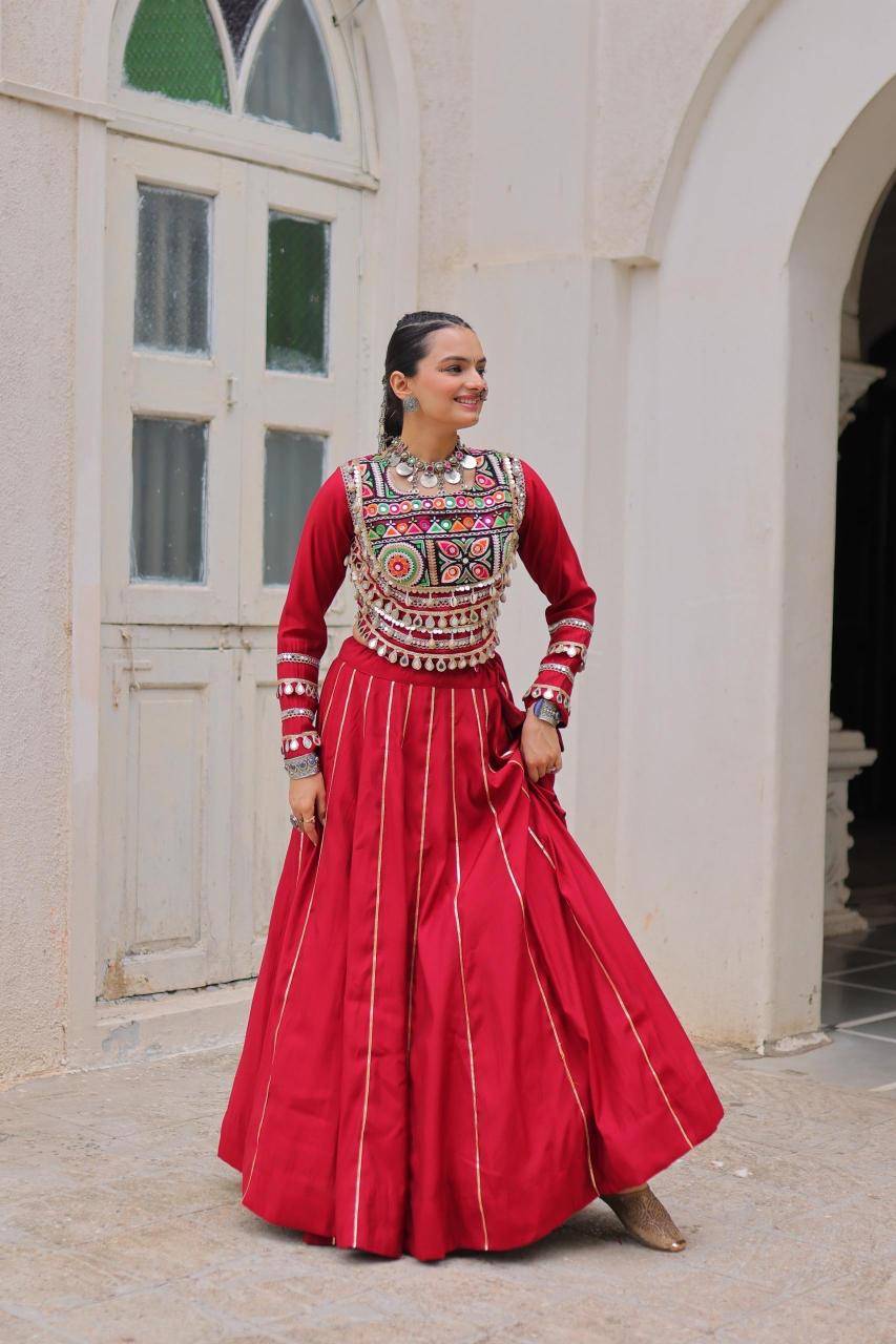NAVRATRI LW 7145 Roman Red Party wear lehenga choli supplier